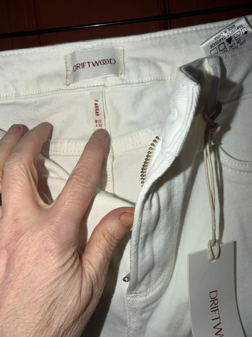 DRIFTWOOD White Flared Jeans with Blue Floral Embroidery - Picture 4 of 7